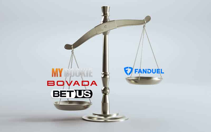 A scale revealing BetUS Bovada and MyBookie weigh more than FanDuel