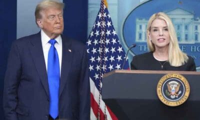 Donald Trump and Pam Bondi at a press conference