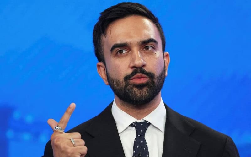 Zohran Mamdani pointing at himself