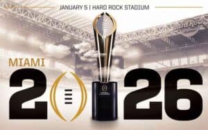 a promo for the 2026 CFP National Championship Game in Miami
