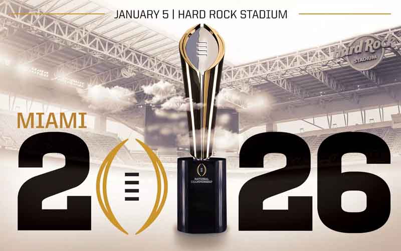 a promo for the 2026 CFP National Championship Game in Miami