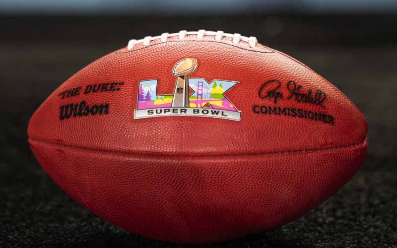Super Bowl LX logo on football