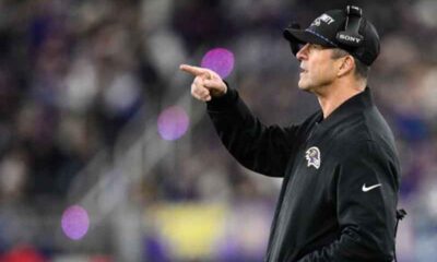 John Harbaugh pointing