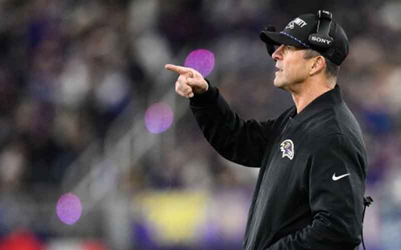 John Harbaugh pointing