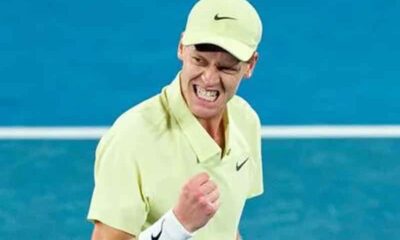 Jannik Sinner celebrating at the Australian Open