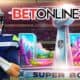Sam Darnold and logos for BetOnline and Super Bowl LX