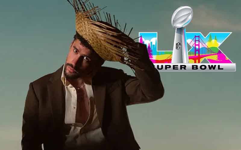 Bad Bunny and a Super Bowl LX logo