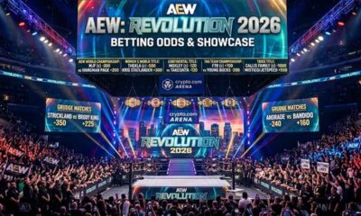 AEW Revolution with betting lines displayed throughout the arena