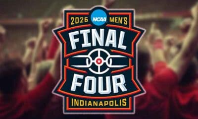 2026 Final Four Indianapolis logo in front of a cheering crowd