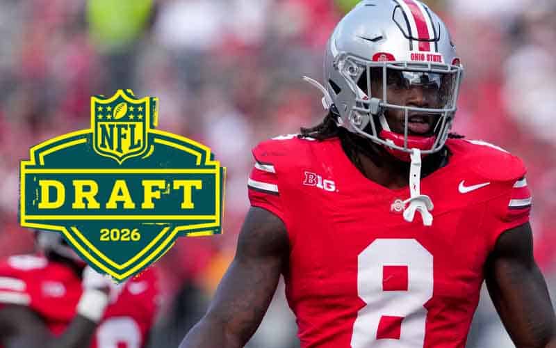 Arvell Reese next to an NFL Draft logo for 2026