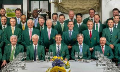 A group of former winners of The Masters with green jackets