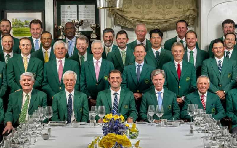 A group of former winners of The Masters with green jackets