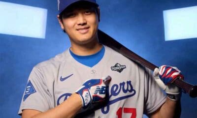 Shohei Ohtani pointing at himself