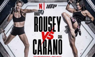 a promo for a May 16 2026 fight between Ronda Rousey and Gina Carano