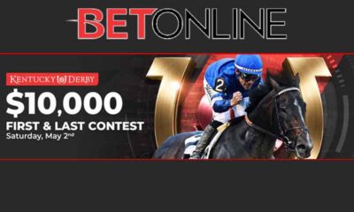 A BetOnline logo and a promotional image detailing their 2026 Kentucky Derby betting contest