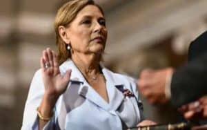 Darlene Graham being sworn in