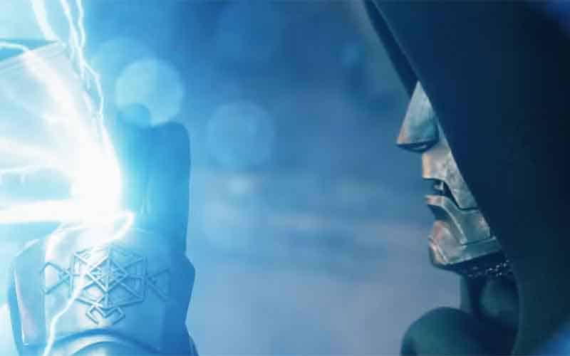 Dr. Doom blocking Thor's attack