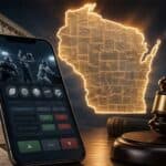 Wisconsin map with a sports betting app