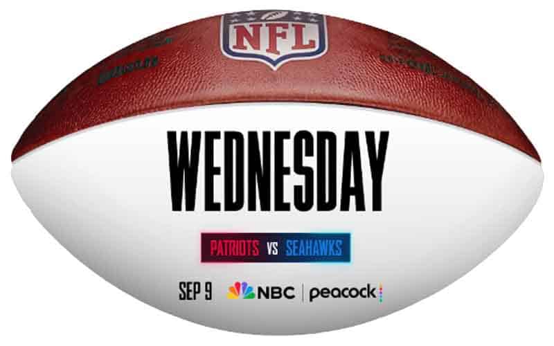 A Wednesday Night Football logo placed on a football