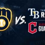 Logos for the Brewers, Rays, and Guardians for a potential World Series matchup